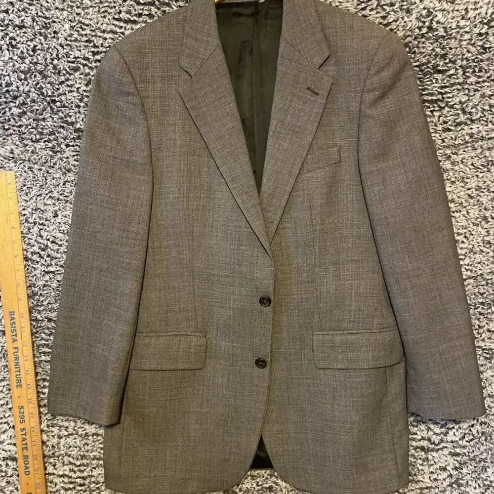 Ralph Lauren Men's Gray Striped Wool Blazer Size 40T Blazer Formal Long
